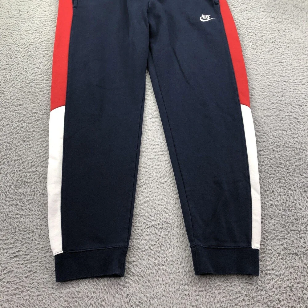 Nike Sweatpants Mens Large Blue Fleece Joggers Elastic Waist Pockets Colorblock